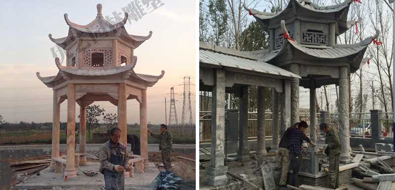 中式大理石涼亭安裝，石雕景觀亭子工廠，中式?jīng)鐾S家
