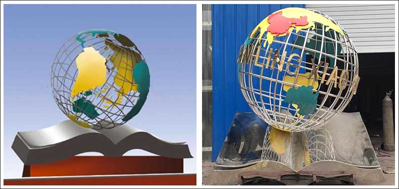 不銹鋼地球，景觀地球雕塑，學(xué)校地球儀擺件
