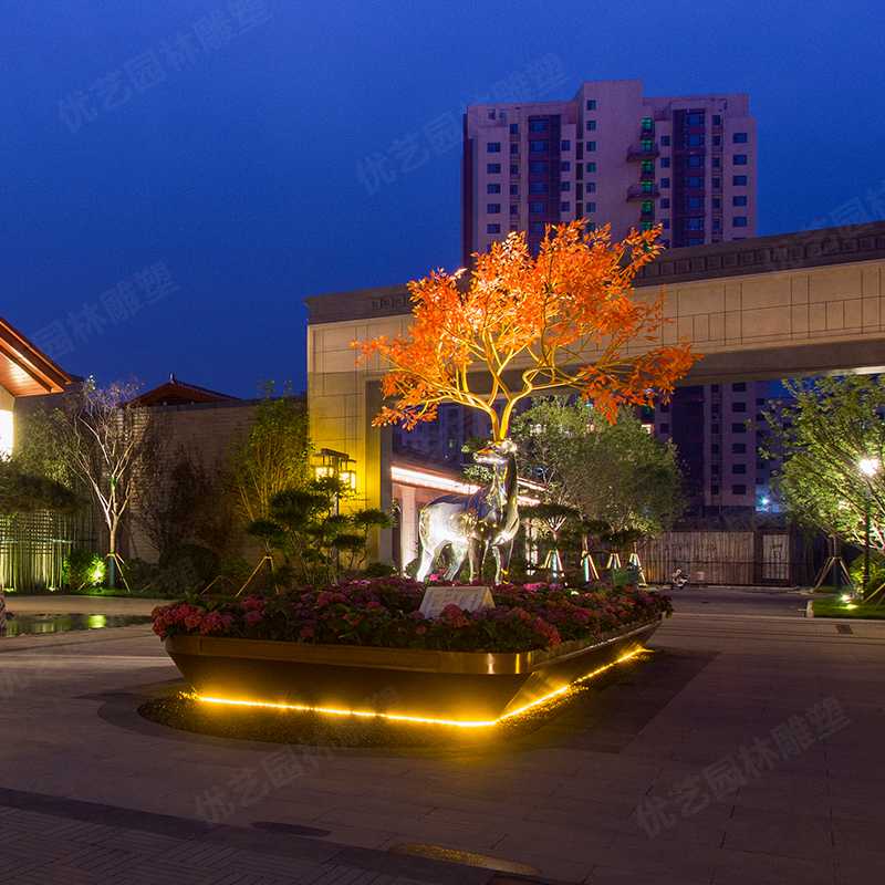 不銹鋼鹿，不銹鋼雕塑廠家，定制不銹鋼雕塑