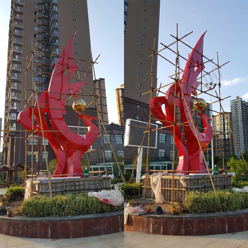 大型不銹鋼景觀雕塑，室外大型景觀雕塑，廣場不銹鋼標(biāo)志