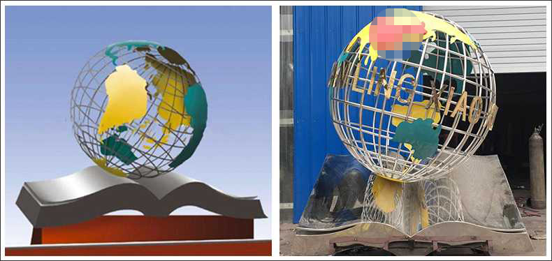不銹鋼地球，景觀地球雕塑，學(xué)校地球儀擺件